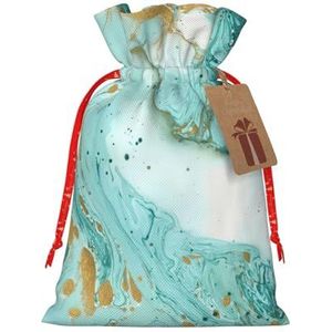 Turquoise goud marmer vervaardigd koord jute gift bag - perfecte herbruikbare kerst gift tas voor alle gelegenheden