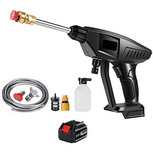 Borstelloze hogedrukreiniger, 21 V, 200 bar, mobiele accu-hogedrukreiniger, 30.000 mAh, schuimgenerator, waterpistool, spuitreiniger, autowasstraat, voor auto, terras, raam, gazon, zwart, dubbele