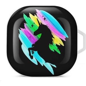 Eenhoorn met aquarel oordopjes hoesje compatibel met Samsung hard shell beschermhoes witte stijl