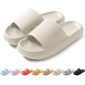 HEOAARG Pantoffels voor dames en heren, comfortabel, antislip, voor het zwembad, zacht, voor de zomer, lichte doucheschoenen, strand, voor binnen en buiten, Beige, 36/37 EU