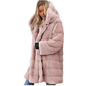 KEERADS Damen Fleecemantel winterjas lange overgangsjas Teddy jas oversized teddy mantel sherpa jas met capuchon S-5XL