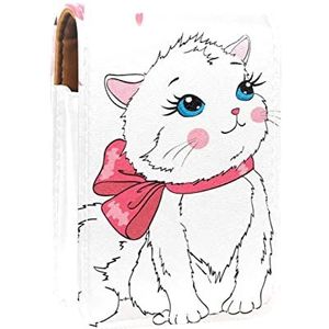 Make-up Lipstick Case voor Buiten Rode Bloemen Draagbare Lippenstift Organizer met Spiegel Dames Mini Make-up Tas Neemt Tot 3 Lippenstift, Veelkleurig-3, 9.5x2x7 cm/3.7x0.8x2.7 in,