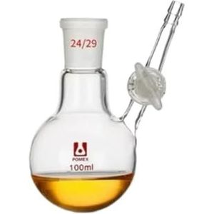 Enkele standaard reactiefles met gemalen mond, inhoud 25 ml-250 ml, verbinding 19/26-24/29, glazen schakelventiel, reactiekolf (50 ml verbinding 19-26)(50ml Joint 19-26)