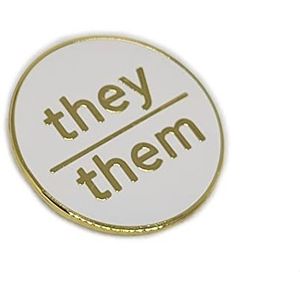 They Them Pronoun Broche van hard email, witgouden afwerking, klein, minimalistisch, 1 inch/25,4 mm, metaal, ster, 1 inch / 25.4 mm, Metaal, ster