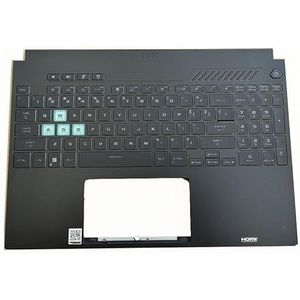 2022 jaar zwart/witte palmrest met verlicht toetsenbord, dubbele luchtuitlaat voor ASUS TUF Gaming A15 F15 FA507 FA507R FX507Z FX517(Black Almost New)