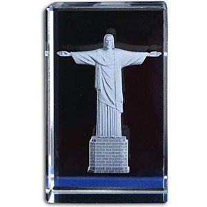 3D Laser Kristal, Kristal Plaquette Gegraveerd 3D, Kristal 3D Standbeeld Decor Cadeau Braziliaans Rio Standbeeld Kristal Binnen Gesneden Model Christelijk Cadeau