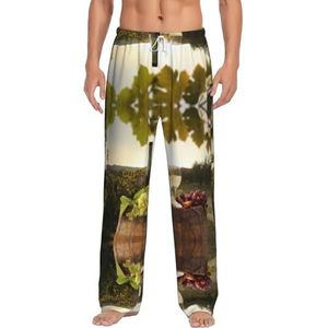 Rode Wijn Mannen Lange Lounge Wear Broek Nachtkleding Pyjama Bodems Nachtkleding Met Zakken En Trekkoord, Wit, S