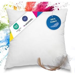 wometo Verenkussen 100% veren, 80 x 80 - 1200 g, oekoTex kussen vulkussen overtrek katoen wit/binnenkussen/kussenvulling/hoofdkussen