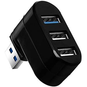 USB HUB 3.0 Adapter Roteren Hoge snelheid U Disk Reader Splitter 3-poorten USB 2.0 for computer Pc Laptop mini-accessoires (Color : Black, Type : 3.0)