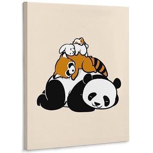 Comfy Bed Panda Wasbeer Konijn Hamster Canvas Kunstwerk Muur Opknoping Foto Vintage Schilderij Poster Home Decor Frame-stijl