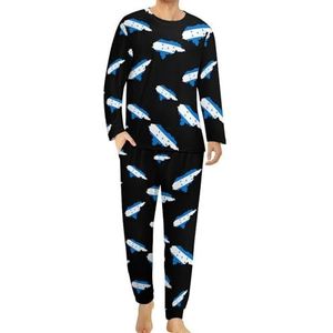 Honduras vlag kaart comfortabele heren pyjama set ronde hals lange mouwen loungewear met zakken 6XL