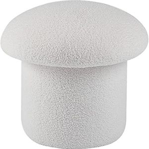 Round Footstool Mushroom Shaped Soft Footstool Footrest Makeup Chair Velvet Upholstered Footstool Comfortable Seat For Living Room Home Shoe Changing Stool, Bedroom, E(Size:35cm*35cm*31cm,Color:White)