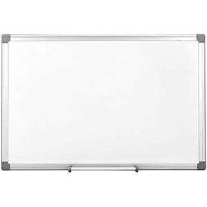 PUCHIKA Magneetbord met pennenhouder, magnetisch en beschrijfbaar, eenzijdig whiteboard, magneetwand met aluminium frame, 60 x 90 cm, incl. 4 markers