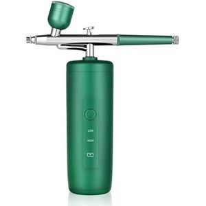 Nano verstuivingsspuit Mini-luchtcompressorset Luchtpenseel Verfspuitpistool for Nail Art Tattoo Craft Cake Face Nauwkeurige Controle(2-Blackish green)