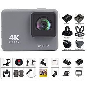 Action Camera, 4K/60FPS Waterdichte Actie Camera Anti-shake Actie Camera Met Afstandsbediening Scherm Sport Onderwater Camera Drive Recorder Soepele Stabilisatie(With 32G Card,Action Camera-D)