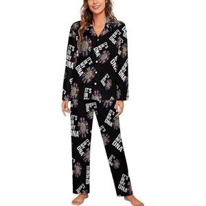It's In My DNA Anguilla Flag vrouwen lange mouw button down nachtkleding zachte nachtkleding lounge pyjama set XL