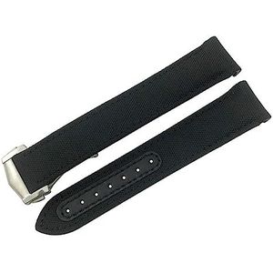 INSTR 19 mm 20 mm nylon canvas horlogeband voor Omega 300 AT150 de ville Aqua Terra 150 21 mm 22 mm blauwe vervangende band met 316L roestvrijstalen metalen gesp(Black Red 2,19mm)