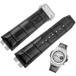 INSTR 27 * 19mm Crocodile Grain Lederen Horlogeband Voor Hublot Big Bang Ubom 411 Quick Release Horlogebandje (Color : Silver, Size : 27-19mm)