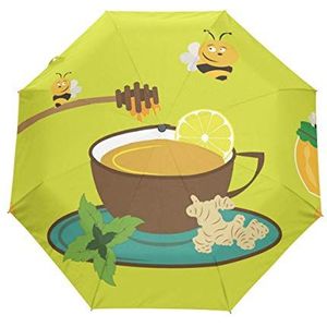 Gele Honing Bee Paraplu Winddicht Automatische Opvouwbare Paraplu's Auto Open Sluiten voor Mannen Vrouwen Kinderen