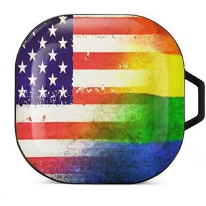 Gay America LGBT vlag oordopjes hoesje compatibel met Samsung hard shell beschermhoes zwart-stijl
