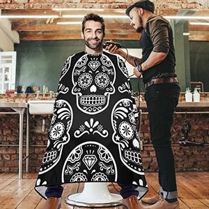 Kapperscape Zwarte Suikerschedel Kapmantel Professionele Haar Salon Cape Verstelbare Barber Cape Voor Huishouden Kappers Kappers Kapperswinkel Kapsel 140 x 168 cm