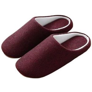 ZHOUXYFDC Fuzzy pantoffels van traagschuim voor dames en heren, casual, comfortabel, warm, pluche, instappers, lichtgewicht, antislip, gesloten teen, huispantoffels voor binnen en buiten, Rood, 270mm