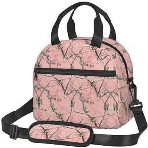 EdWal Roze Bladeren Camo Print Lunch Tas Voor Vrouwen Grote Geïsoleerde Lunch Box Herbruikbare Koelere Tote Voor Werk Picknick Reizen