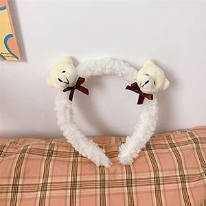 Fashion elastische lamswol cartoon haarbanden konijntje pluche haarband beer elastieken haarbanden (4)