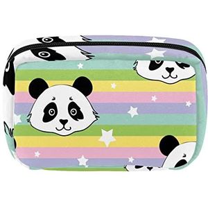 Kleurrijke Regenboog Strepen Panda Sterren Reis Gepersonaliseerde Make-up Tas Cosmetische Tas Toiletry tas voor vrouwen en meisjes, Meerkleurig, 17.5x7x10.5cm/6.9x4.1x2.8in