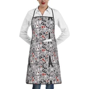 ZhaoYuGoods Griekenland Kaart Schorten met zakken voor Vrouwen, Stijlvolle Kookschorten voor Keuken Tuinieren Salon, Ideale Print Schort, Franse mode model fretten, Eén maat