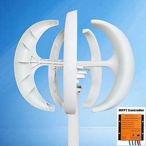 Geen lawaai windturbinegenerator 8000W Verticale As Windturbine Generator for Thuis 8KW 12V 24V 48V Met MPPT Controller Kleine geluidsarme Windmolen voor straatverlichting in huis(Color:White with Con