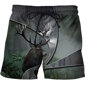 Mannen Zwembroek Strand Board Shorts Herten Dier 3D Gedrukt Sneldrogend Zwembroek Losse Board Shorts, # 3, M