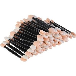 50/100 Stuks Wegwerp Oogschaduw Borstel Dubbelzijdige Spons Nylon Oog/Nagel Brushe Make Cosmetische Applicator Nagel Spiegel poeder Borstel (Color : TR048(50PCS))
