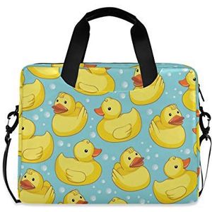 PUXUQU lief gele eend laptoptas 15,6 inch laptop tas aktetas hoes notebook tas handtas schoudertas voor Uni werk Business