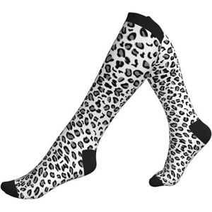 DEXNEL Zwart-witte Luipaardcompressie Sokken Voor Mannen Vrouwen 20-30 Mmhg Compressie Sokken Voor Sport Ondersteuning Sokken, Zwart, Eén Maat