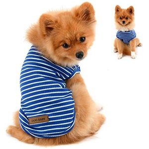 PAIDEFUL Kleding voor kleine honden, jongens, meisjes, zomer, gestreept, puppy, T-shirt, ademend, katoen, mouwloos, Chihuahua, Yorkshire, blauw, L