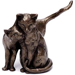 Brillibrum Design figuur katten van brons & kunsthars dierenfiguur decoratiefiguur kattenpaar zware kunst object brons handgemaakte sculptuur fluwelen poten (variant 1)