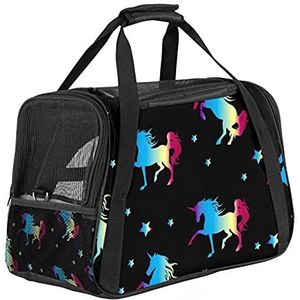 Pet Travel Carrying Handtas, Handtas Pet Tote Bag voor Kleine Hond en Kat Galaxy Star Unicorn Kleurrijk 09