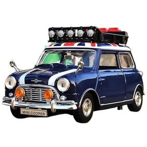 Schaal afgewerkte modelauto 1:18 Voor BMW MINI COOPER Legering Model Auto Diecast Metaal Klassieke Mini Voertuigen Hoge Simulatie Miniatuurreplica-auto(Blue)