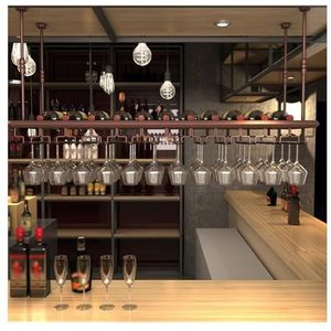 Plafond Wijnglasrek, Bar Drijvende Plank, 11,81"" Tot 23,62"" Verstelbare Hangende Wijnhouderkast, Wijnglas Droogrek For Eetkamer (Color : Bronze, Size : 100cm)