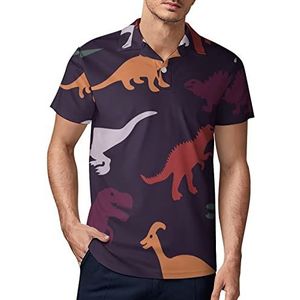 Veelkleurige dinosaurussen heren golf poloshirt zomer korte mouw T-shirt casual sneldrogende T-shirts XL