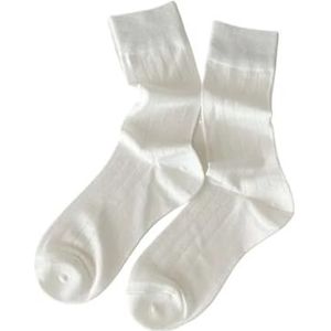 YIJIANUO Bamboevezel Vrouwen Sokken Effen Kleur Elastische Lange Sokken Koreaanse Mode Streetwear Zwart Wit Grijs Sokken Dunne Ademend Zomer, Wit, 34