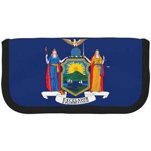 gopoo New York Vlag Leuke Canvas Potlood Pouch - Georganiseerde Opslag voor Reizen & Dagelijks Gebruik Etui, Make-up Pouch