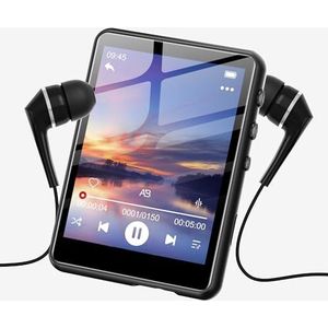 SWOFY 128 GB MP3-speler, Bluetooth 5.3, 2,4 inch touchscreen, hifi-geluid, ingebouwde luidspreker, opname, FM-radio, kan worden uitgebreid tot 512 GB, kindvriendelijk (zwart)