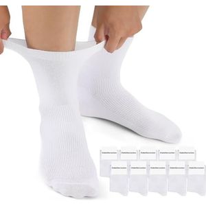 Mowenti Diabetessokken Dames 39-42 Zonder Elastiek Diabetessokken Heren 10 Paar Comfort Manchet Extra Breed Katoen Witte Herensokken Damessokken