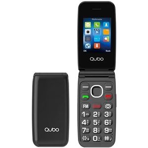 Qubo - GSM-mobiele Telefoon - Zwart - Voor Senioren - Hoog Volume - SOS-functie - 2,4 inch