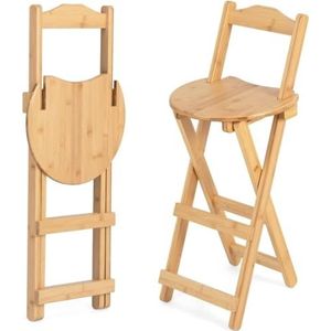 Barkrukken Bistrokruk Barstoelen Set Van 2 Opvouwbare Krukjes Van Bamboe Op Toonbankhoogte Met Rugleuning, Voetsteun, Ontbijtstoelen Voor Thuiskeuken Barkruk Keukenstoelen(A)