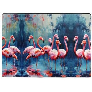 YJxoZH Veel Flamingo's Schilderen Print Thuis Tapijten, Voor Woonkamer Keuken Antislip Vloer Tapijt Zachte Slaapkamer Tapijten - 148 x 203 cm