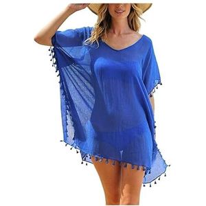 Cover Ups Voor Vrouwen Strandkleding Vrouwen Bikini Cover Ups Jurk Zwemmen Zomer Strand Badpak Baggy Tuniek Tops T-Shirt Vrouwen Katoenen Blouse Badpak Cover Ups Voor Vrouwen (Wine Red)