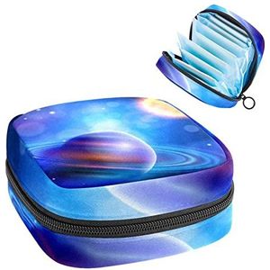 Maandverband Opbergtas, Menstruatie Cup Pouch Tampon Bag, Periode Pads Houder Organizer voor Vrouwen Meisjes, Galaxy Sterrenhemel Heldere Planeten Zon